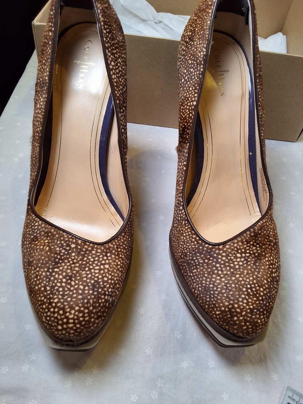 Cole Haan Brown Speckled Pointed-Toe Pumps